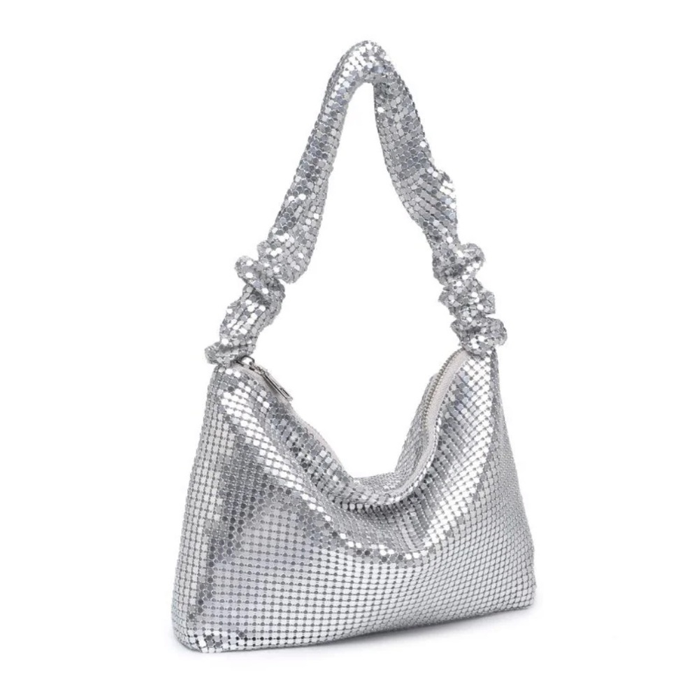 Silver Metallic Mesh Shoulder Bag/ Purse - Picture 3 of 17